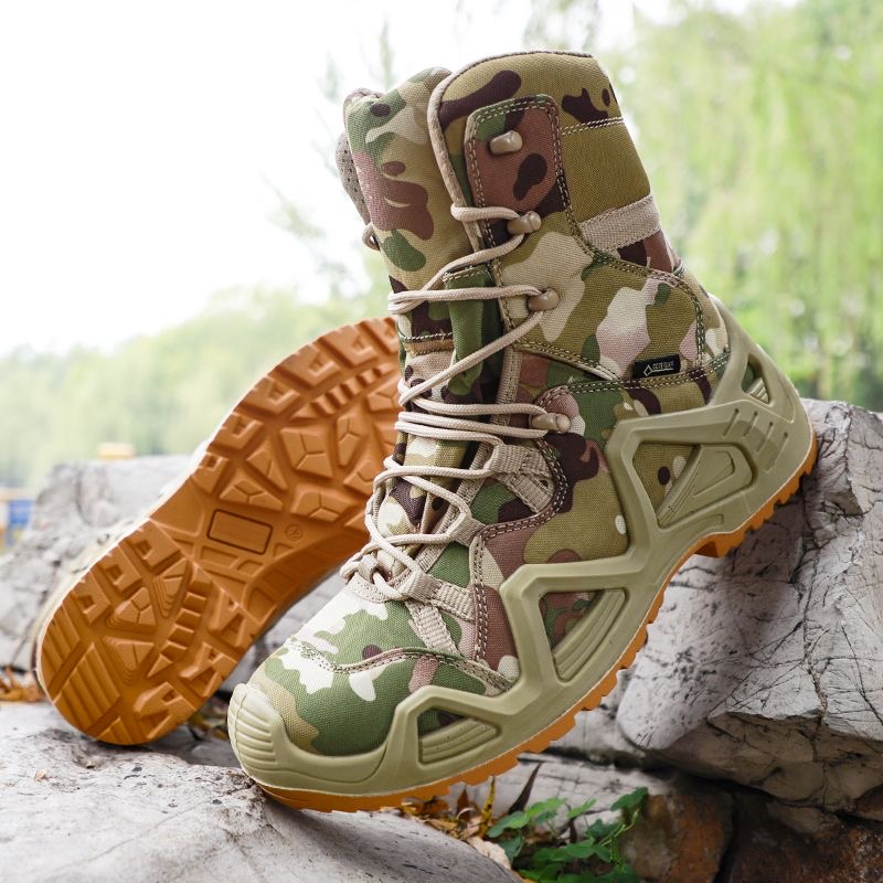 High-top outdoor field tactical boots, wear-resistant, waterproof jacket, mountaineering boots, special training camouflage combat boots